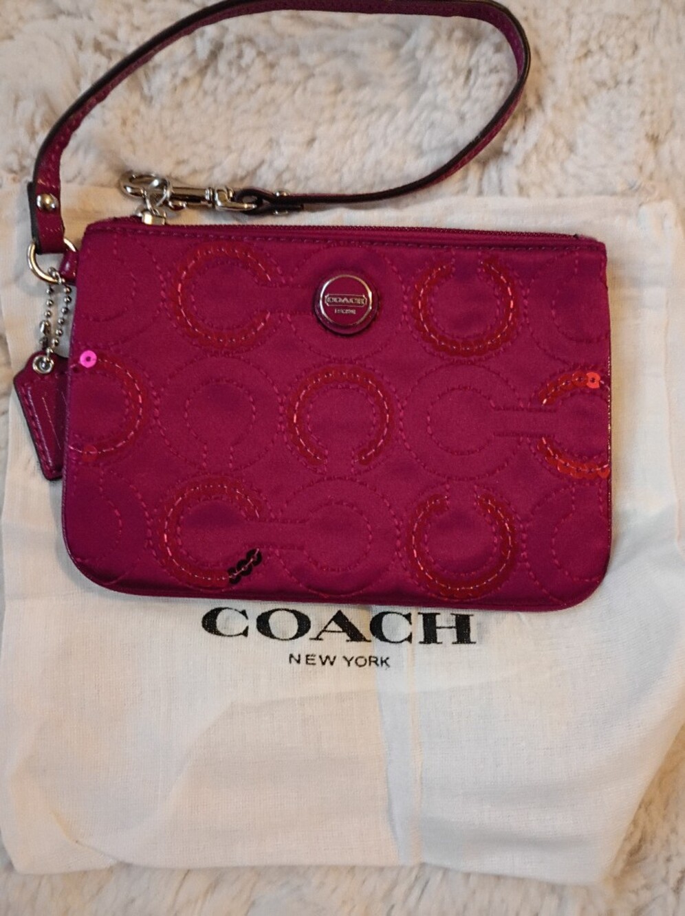 Coach Satin Sequin C Wristlet EUC